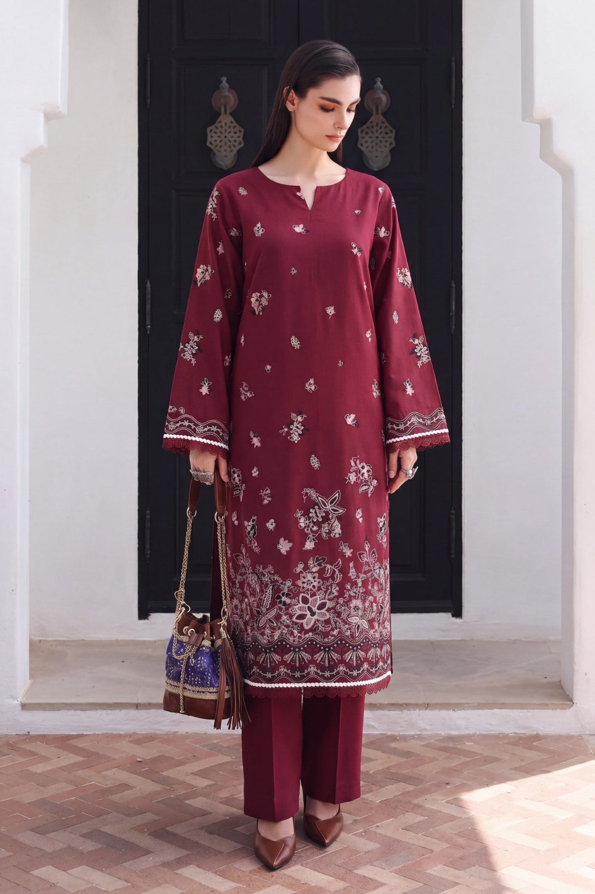 Safwa KEG-14 Olive Khaddar suit front