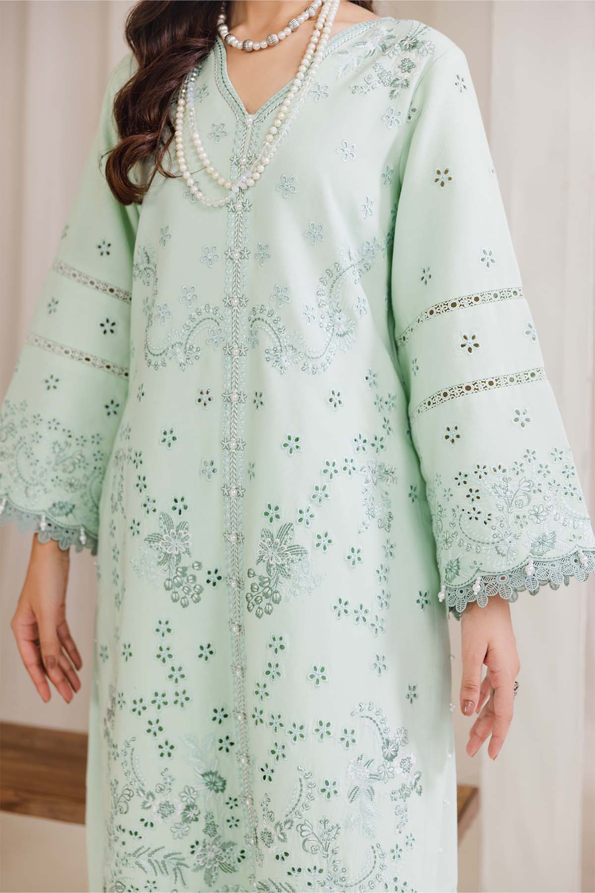 Peridot Cotray 597-B Unstitched 3-Piece Embroidered Slub Linen Suit - Al-Zafar Fabrics