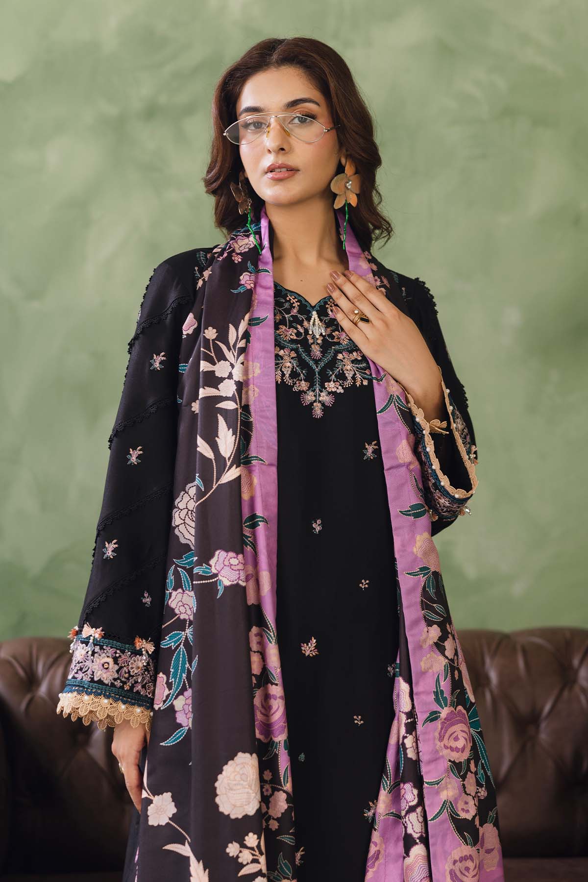 Peridot Cotray 592-B Unstitched 3-Piece Embroidered Cotray Suit - Al-Zafar Fabrics