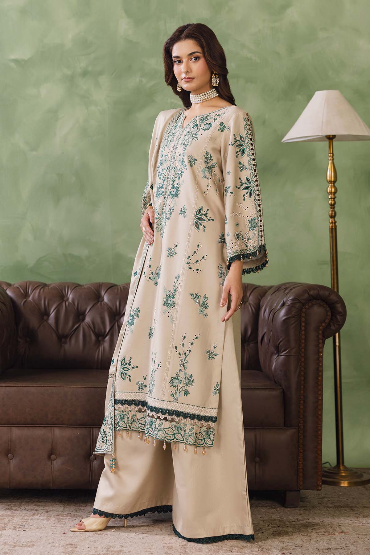 Peridot Cotray 594-A Unstitched 3-Piece Embroidered Cotray Suit - Al-Zafar Fabrics
