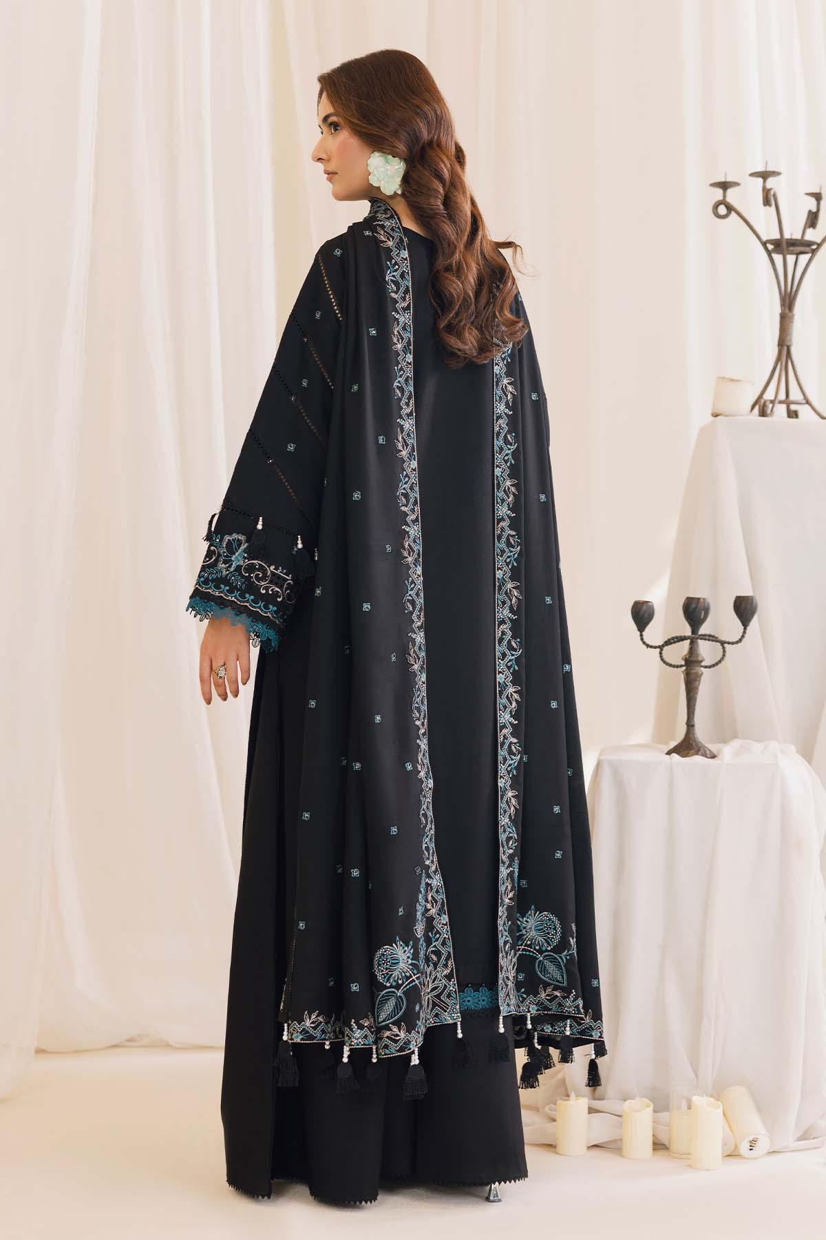 Peridot Cotray 596-B Unstitched 3-Piece Embroidered Slub Linen Suit - Al-Zafar Fabrics