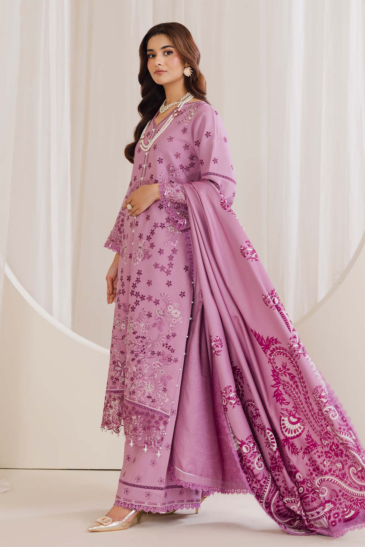 Peridot Cotray 597-A Unstitched 3-Piece Embroidered Slub Linen Suit - Al-Zafar Fabrics