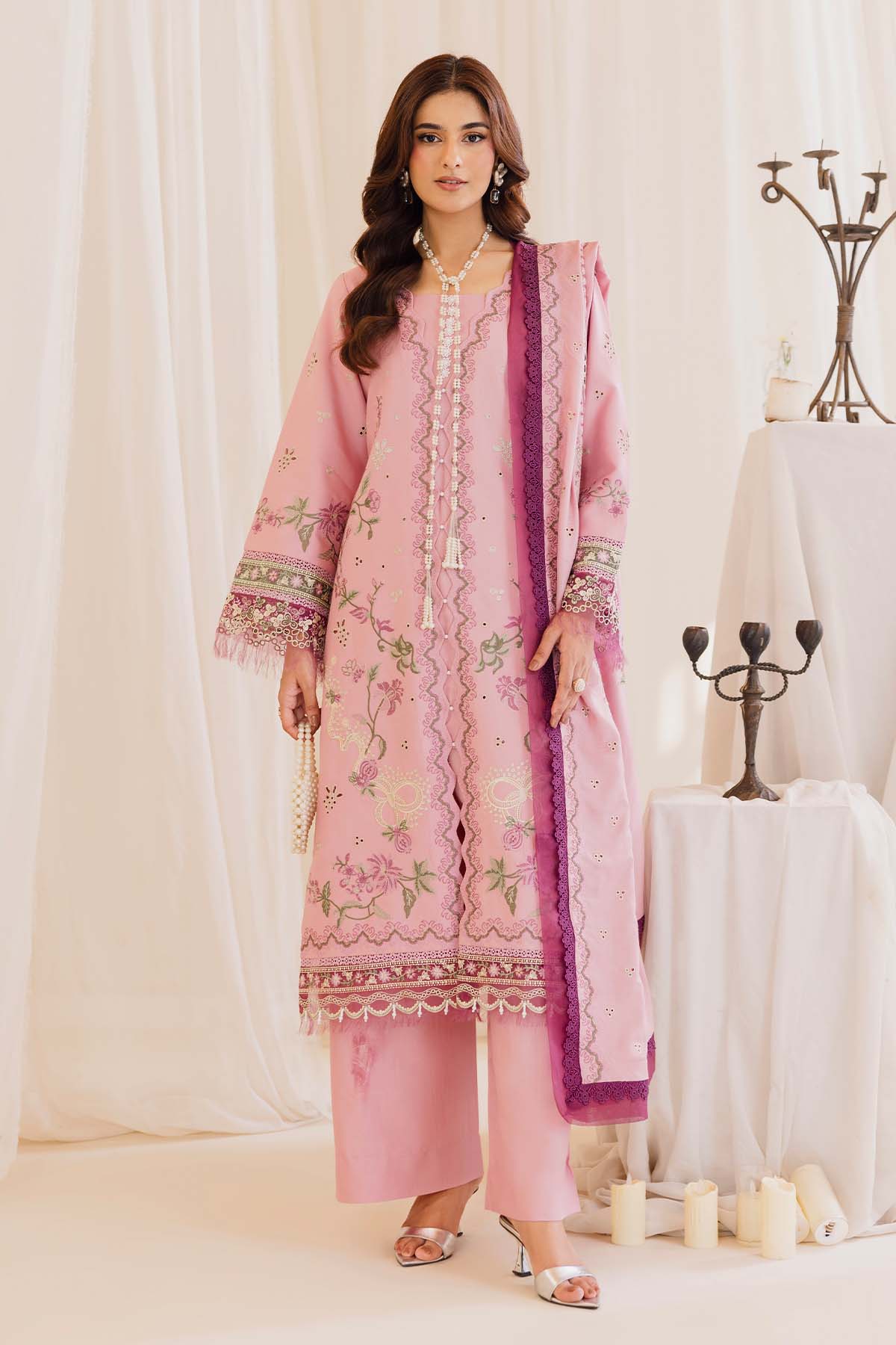 Peridot Cotray 598-B Unstitched 3-Piece Embroidered Slub Linen Suit - Al-Zafar Fabrics