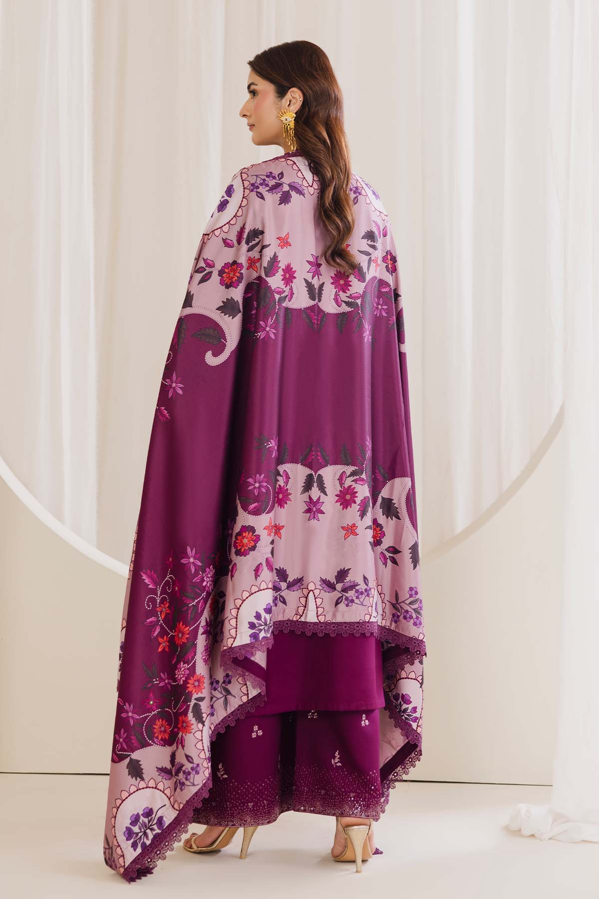 Peridot Cotray 595-B Unstitched 3-Piece Embroidered Slub Linen Suit - Al-Zafar Fabrics