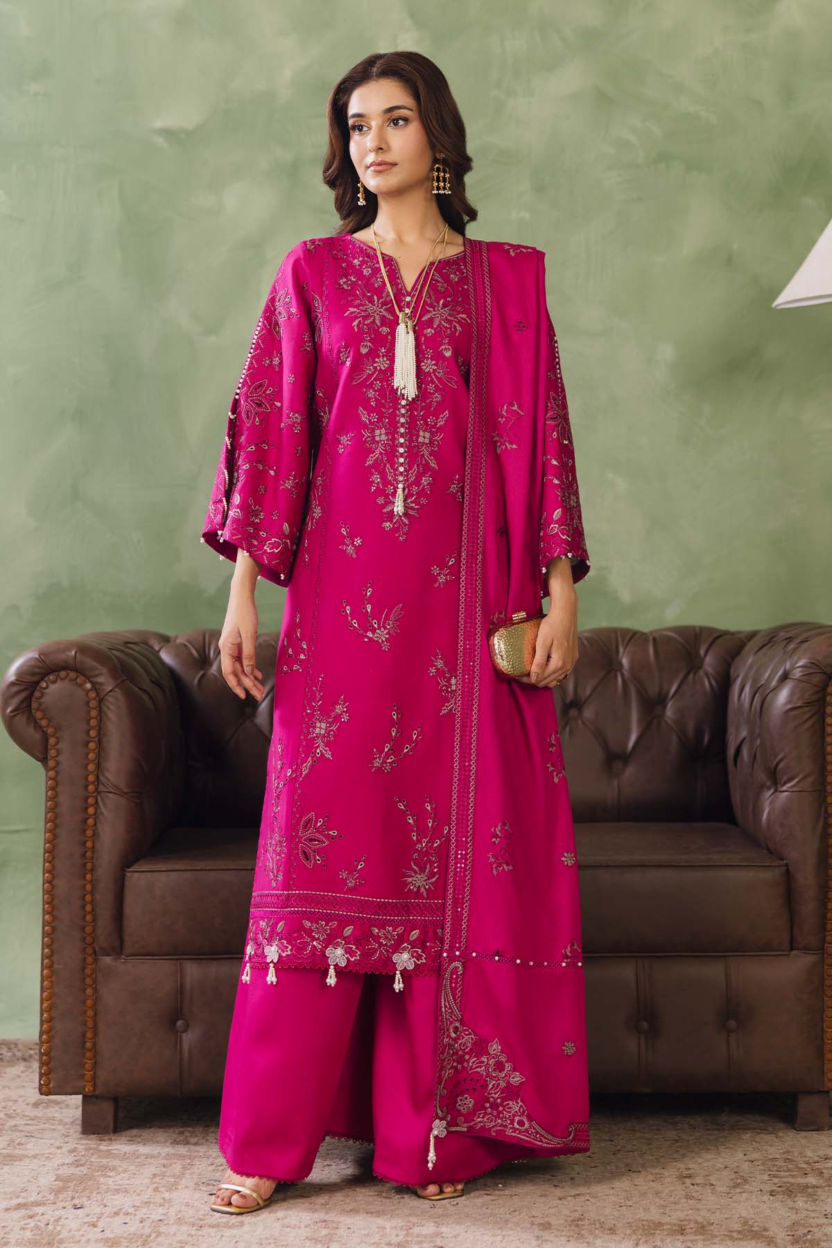 Peridot Cotray 594-B Unstitched 3-Piece Embroidered Cotray Suit - Al-Zafar Fabrics