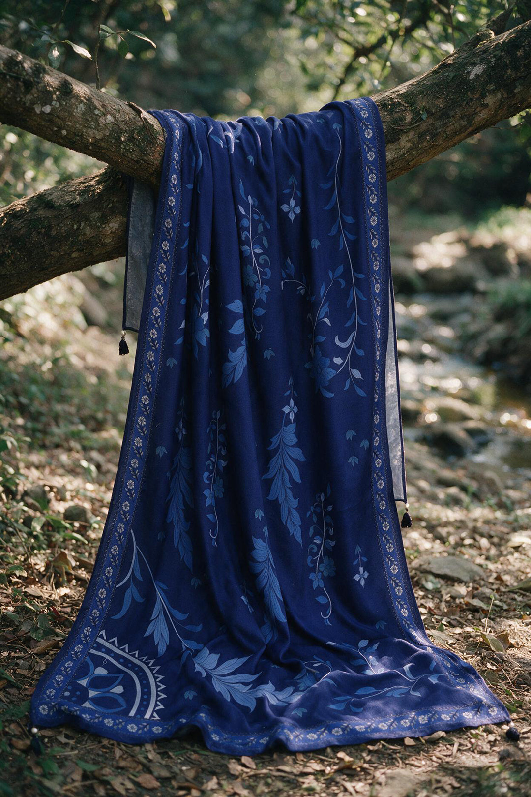 Zellbury royal blue printed Pashmina shawl