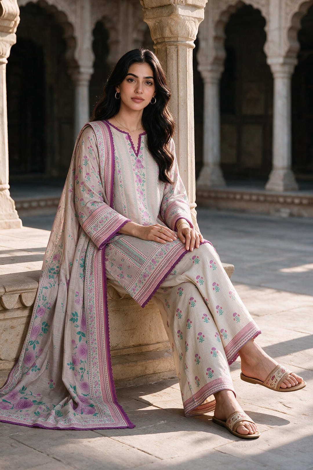 Zellbury printed Khaddar suit additional view