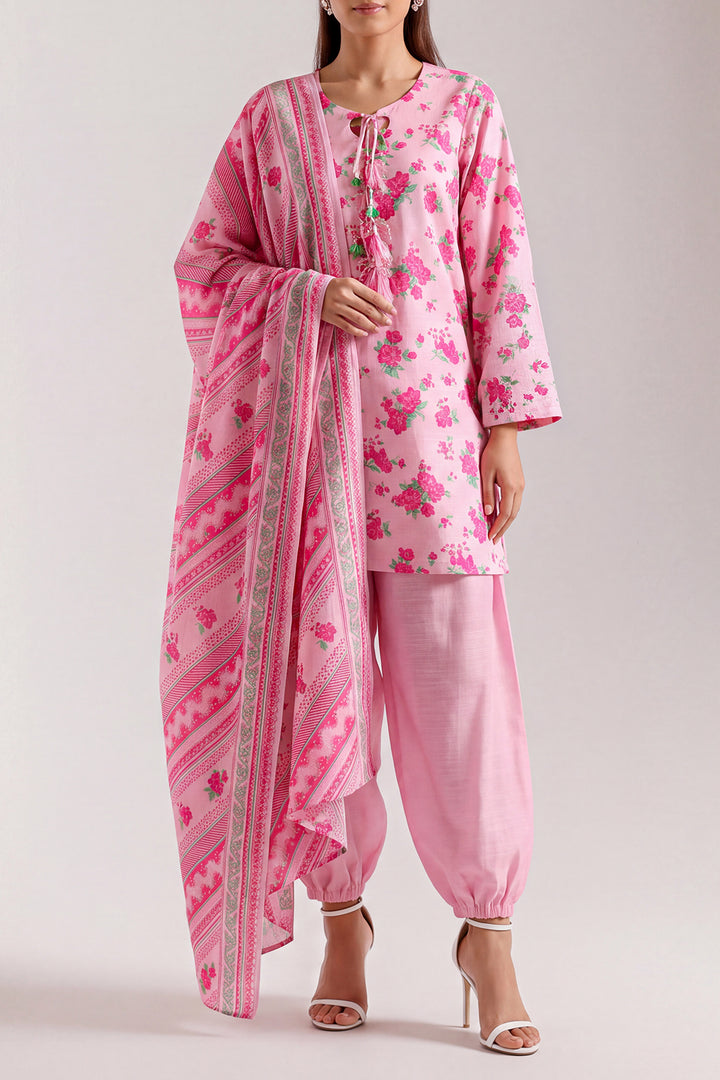 SAYA Printed Khaddar 3 Piece – Pink | U04-25636-01A