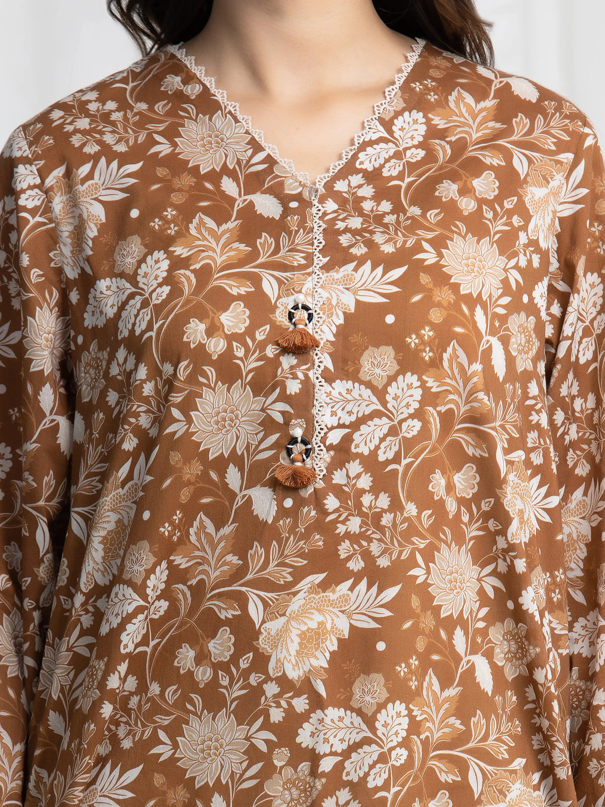 Edenrobe Bronze Printed Khaddar Suit EWU6A3-37025-3P image 3