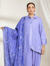 Edenrobe Lavender Printed Khaddar Suit Image 2