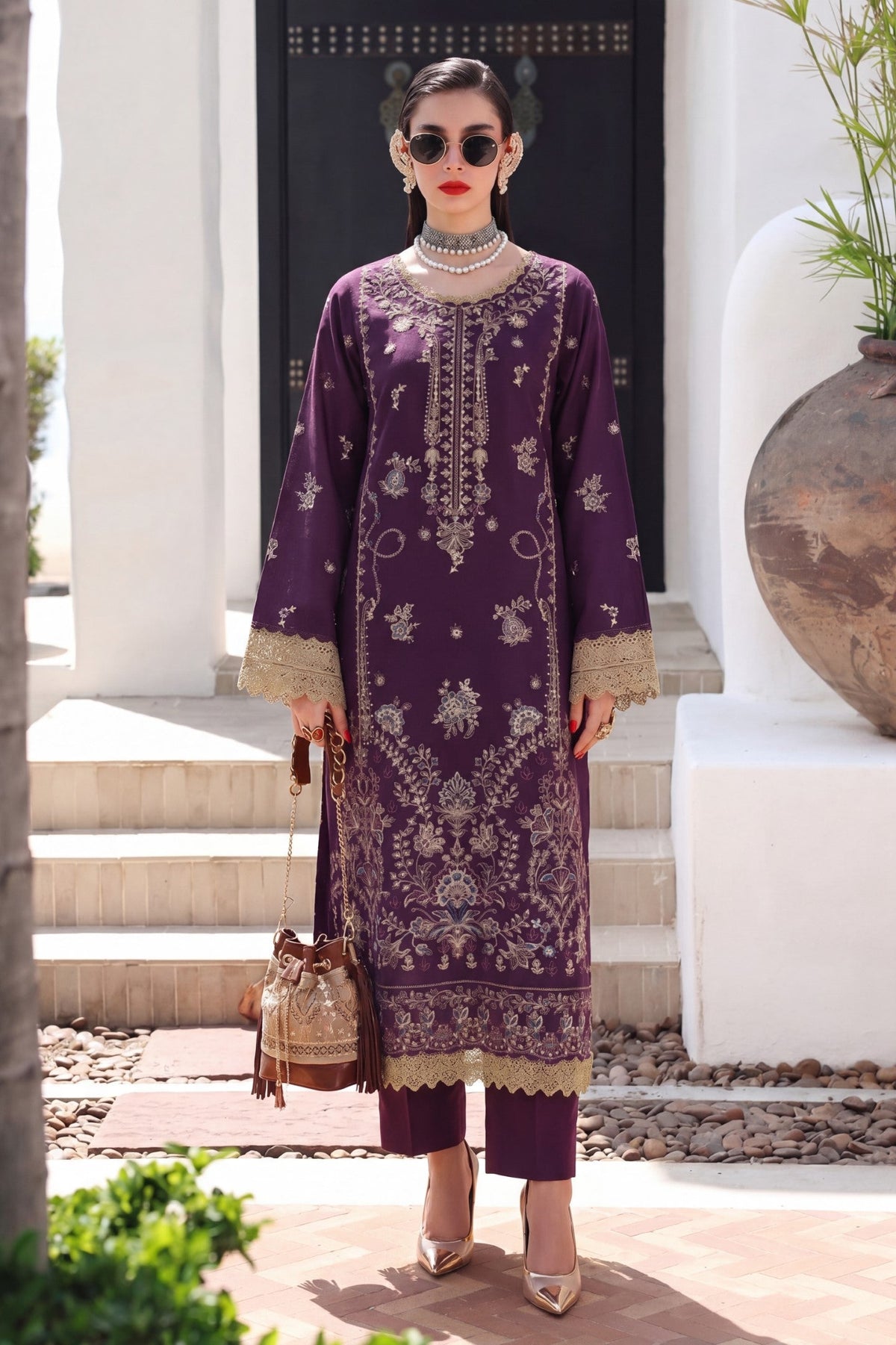 Safwa KEG-01 Olive Khaddar suit front