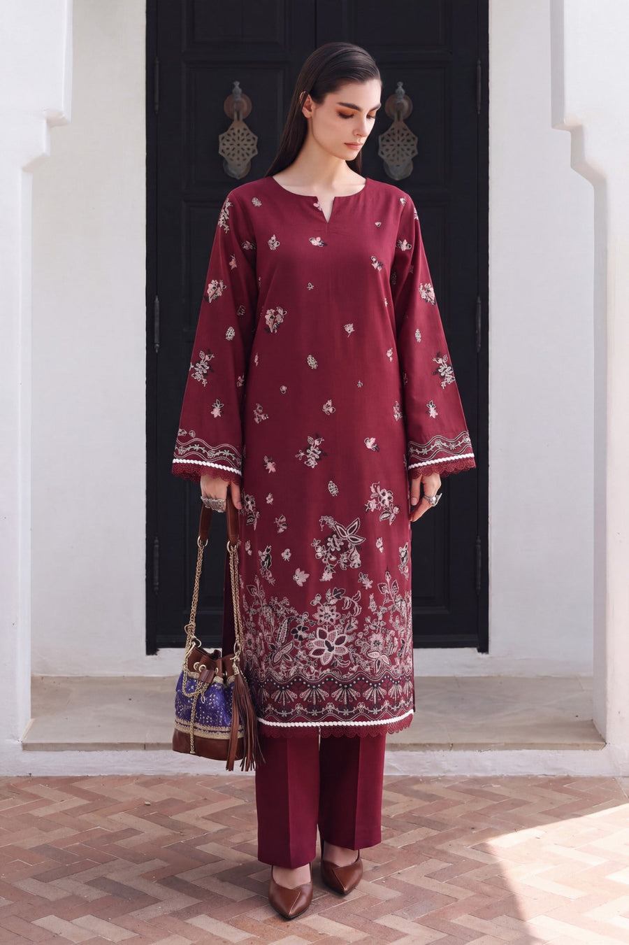 Safwa KEG-14 Olive Khaddar suit front