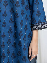 Edenrobe Blue Printed Khaddar Suit Image 4