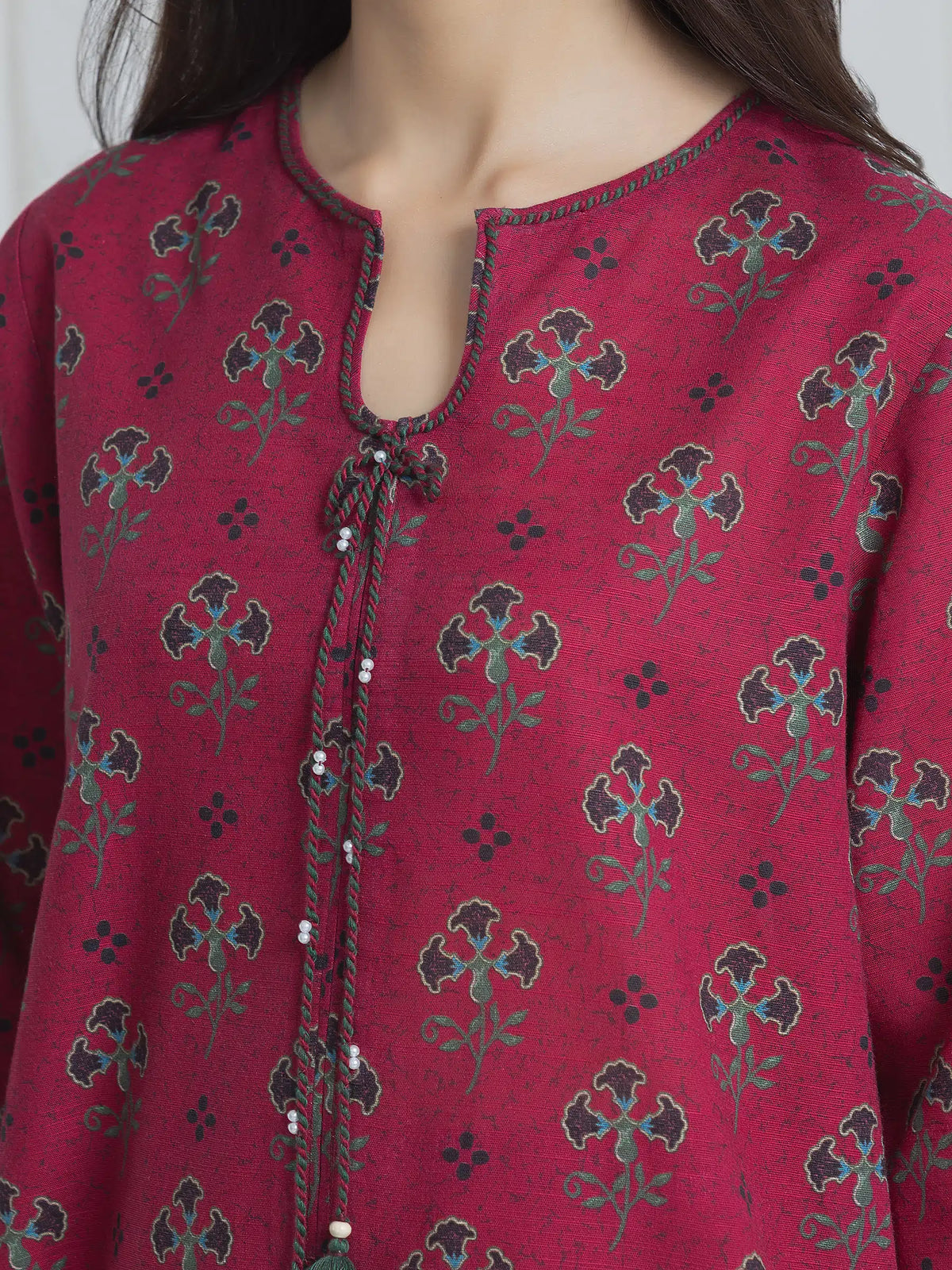 Edenrobe Pink Printed Khaddar Suit Image 4