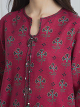 Edenrobe Pink Printed Khaddar Suit Image 4