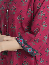 Edenrobe Pink Printed Khaddar Suit Image 3