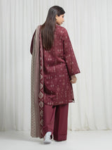 Edenrobe Maroon Printed Khaddar Suit Image 6