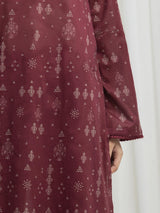Edenrobe Maroon Printed Khaddar Suit Image 4