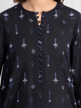 Edenrobe Black Printed Khaddar Suit 3 Piece Unstitched – Image 3