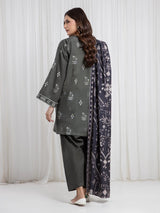 Edenrobe Green Printed Khaddar Suit Image 6