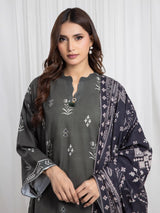 Edenrobe Green Printed Khaddar Suit Image 2