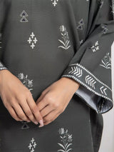 Edenrobe Green Printed Khaddar Suit Image 3