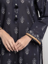 Edenrobe Black Printed Khaddar Suit Image 3