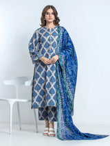 Edenrobe Ash Grey Printed Khaddar Suit Image 1