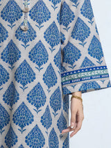 Edenrobe Ash Grey Printed Khaddar Suit Image 4