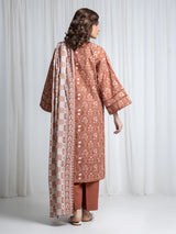 Edenrobe Brown Printed Khaddar Suit Image 6