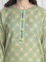 Edenrobe Lime Printed Khaddar Suit Image 3