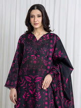 Edenrobe Black Printed Khaddar Suit 3 Piece Unstitched – Image 2