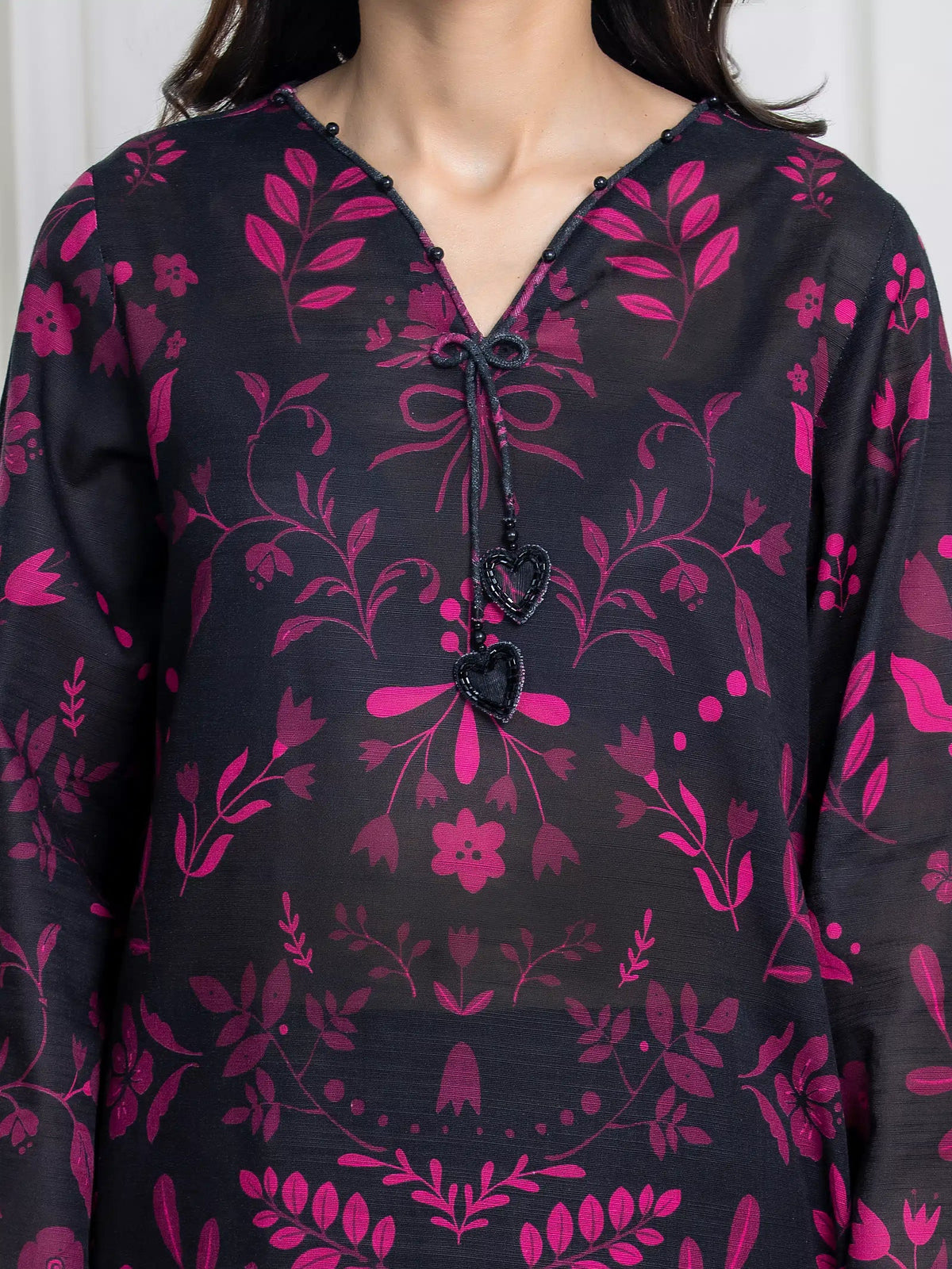 Edenrobe Black Printed Khaddar Suit 3 Piece Unstitched – Image 3