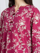 Edenrobe Dark Pink Printed Khaddar Suit 3 Piece Unstitched – Image 4