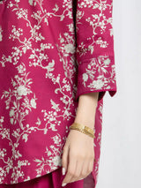 Edenrobe Dark Pink Printed Khaddar Suit 3 Piece Unstitched – Image 3
