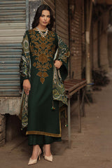 Peach leather 3-piece unstitched suit CSL6-04 – front view