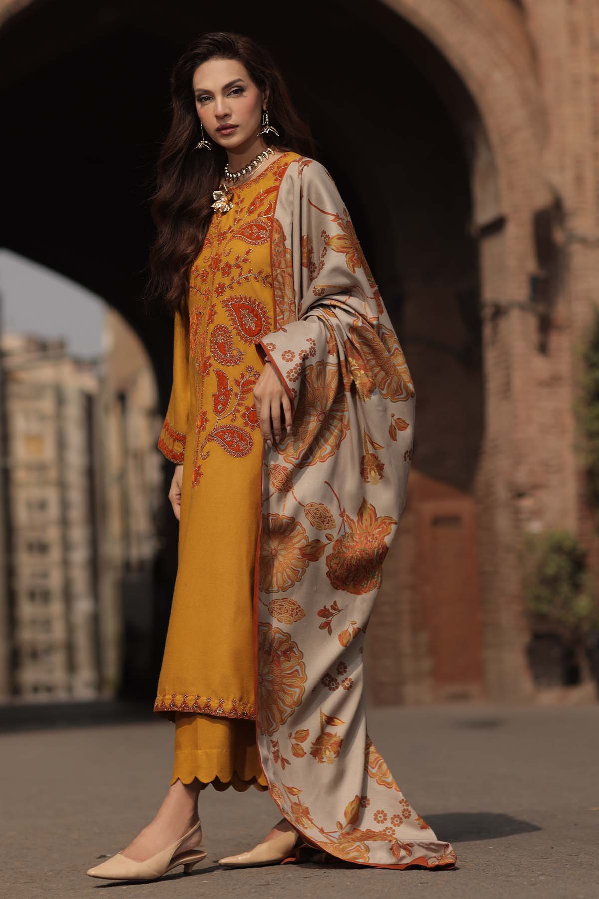 Peach leather 3-piece unstitched suit CSL6-07 – view 4
