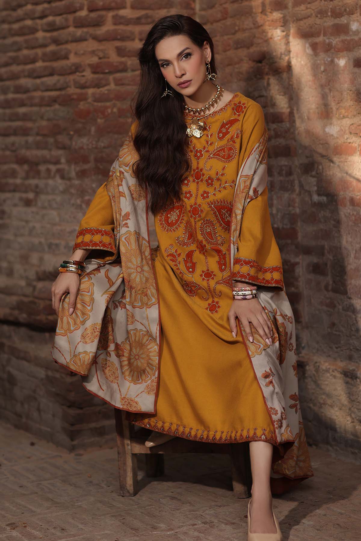 Peach leather 3-piece unstitched suit CSL6-07 – view 7