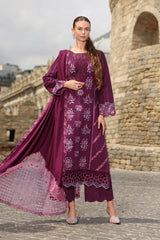Rang Rasiya Carnation 3Pc Embroidered Karandi Suit D-09 Affogato - Al-Zafar Fabrics