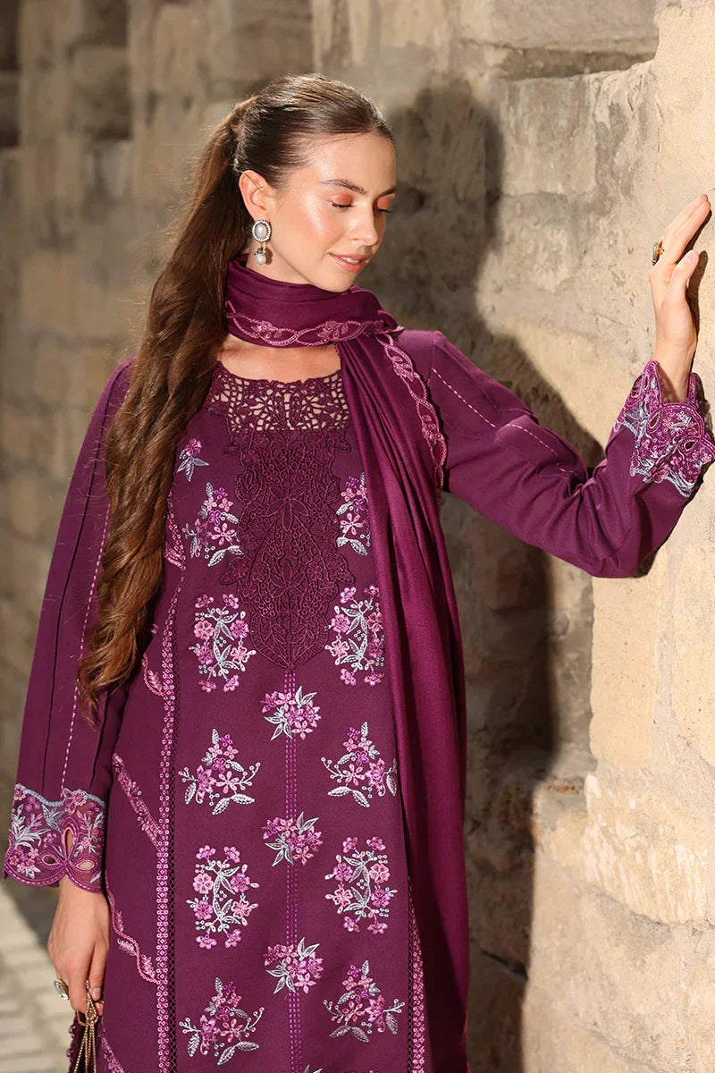 Rang Rasiya Carnation 3Pc Embroidered Karandi Suit D-09 Affogato - Al-Zafar Fabrics