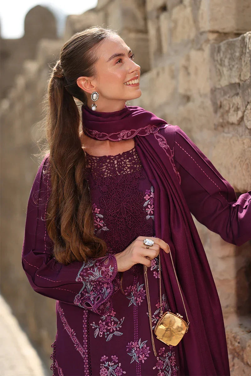 Rang Rasiya Carnation 3Pc Embroidered Karandi Suit D-09 Affogato - Al-Zafar Fabrics