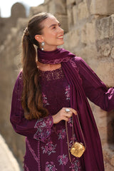 Rang Rasiya Carnation 3Pc Embroidered Karandi Suit D-09 Affogato - Al-Zafar Fabrics