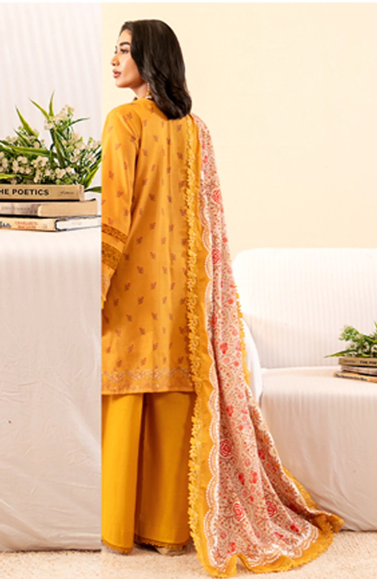 Mausummery Unstitched 3-Piece Digital Printed Khaddar Suit – Amber | Winter Collection - Al-Zafar Fabrics