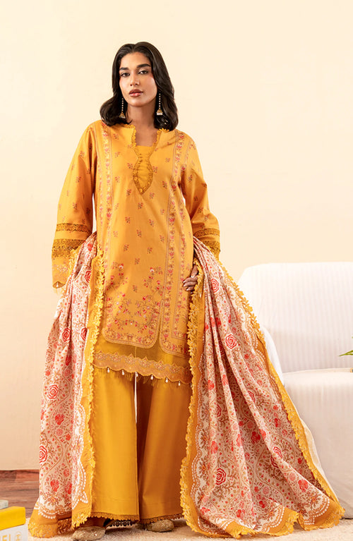 Mausummery Unstitched 3-Piece Digital Printed Khaddar Suit – Amber | Winter Collection - Al-Zafar Fabrics
