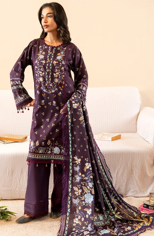 Mausummery Unstitched 3-Piece Digital Printed Khaddar Suit – Amethyst | Winter Collection - Al-Zafar Fabrics