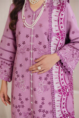 Peridot Cotray 597-A Unstitched 3-Piece Embroidered Slub Linen Suit - Al-Zafar Fabrics