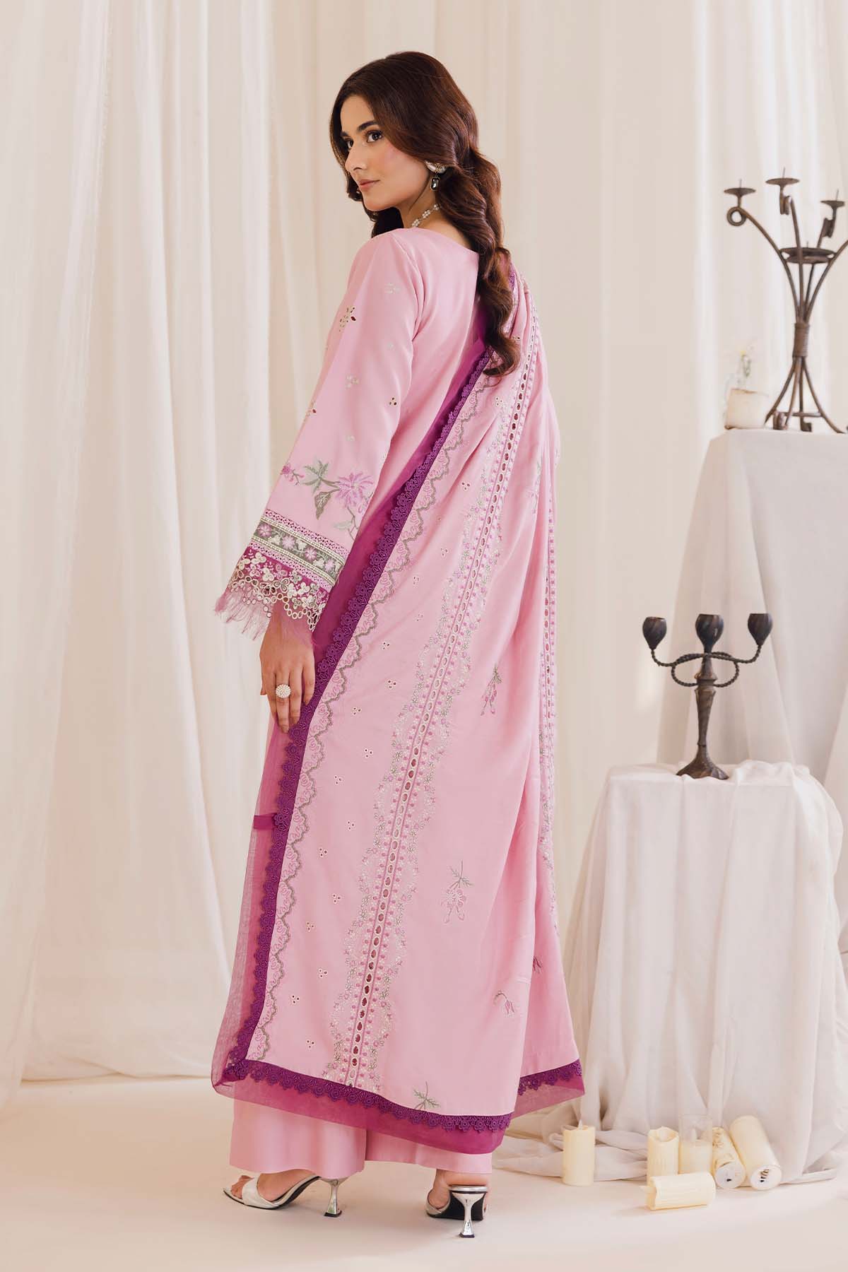 Peridot Cotray 598-B Unstitched 3-Piece Embroidered Slub Linen Suit - Al-Zafar Fabrics