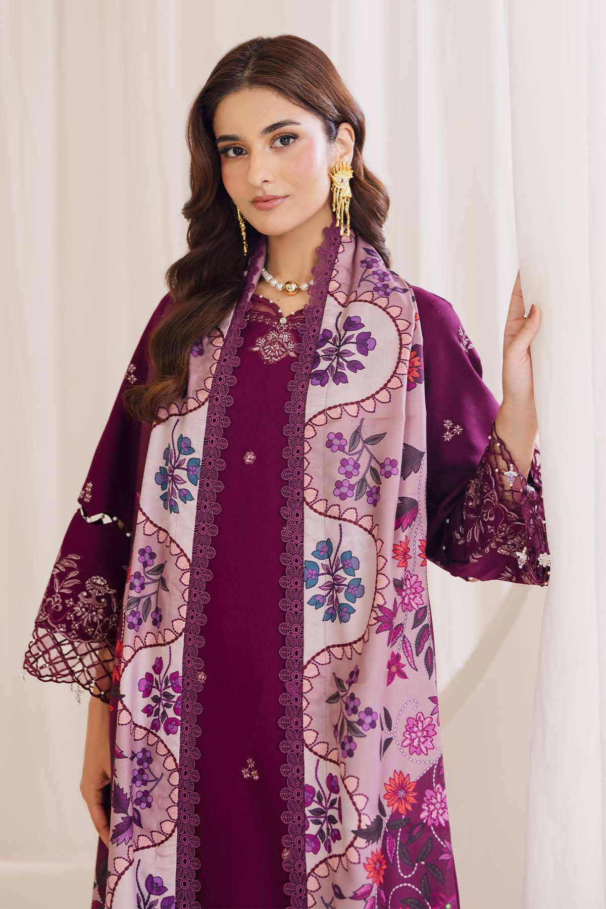 Peridot Cotray 595-B Unstitched 3-Piece Embroidered Slub Linen Suit - Al-Zafar Fabrics