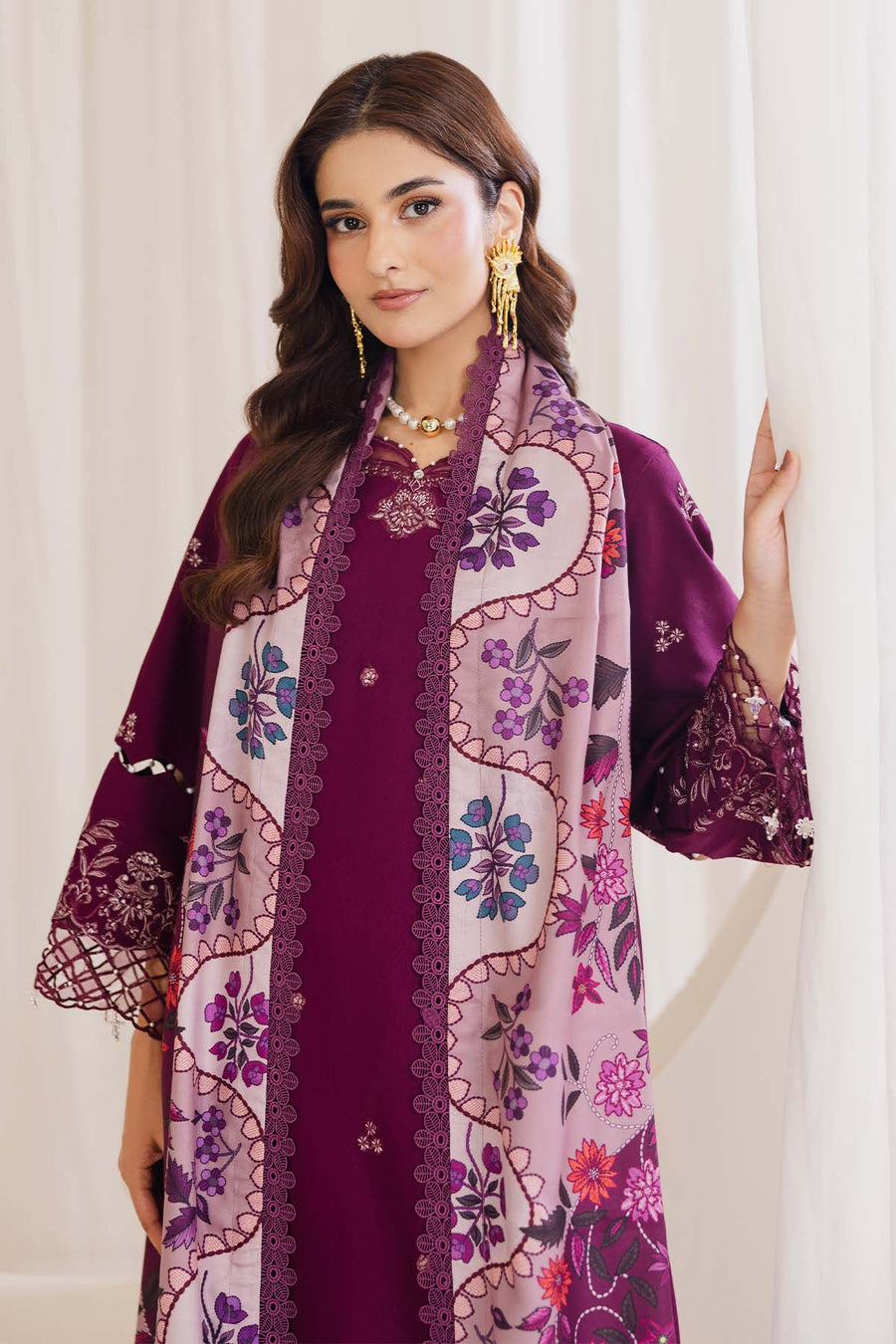 Peridot Cotray 595-B Unstitched 3-Piece Embroidered Slub Linen Suit - Al-Zafar Fabrics