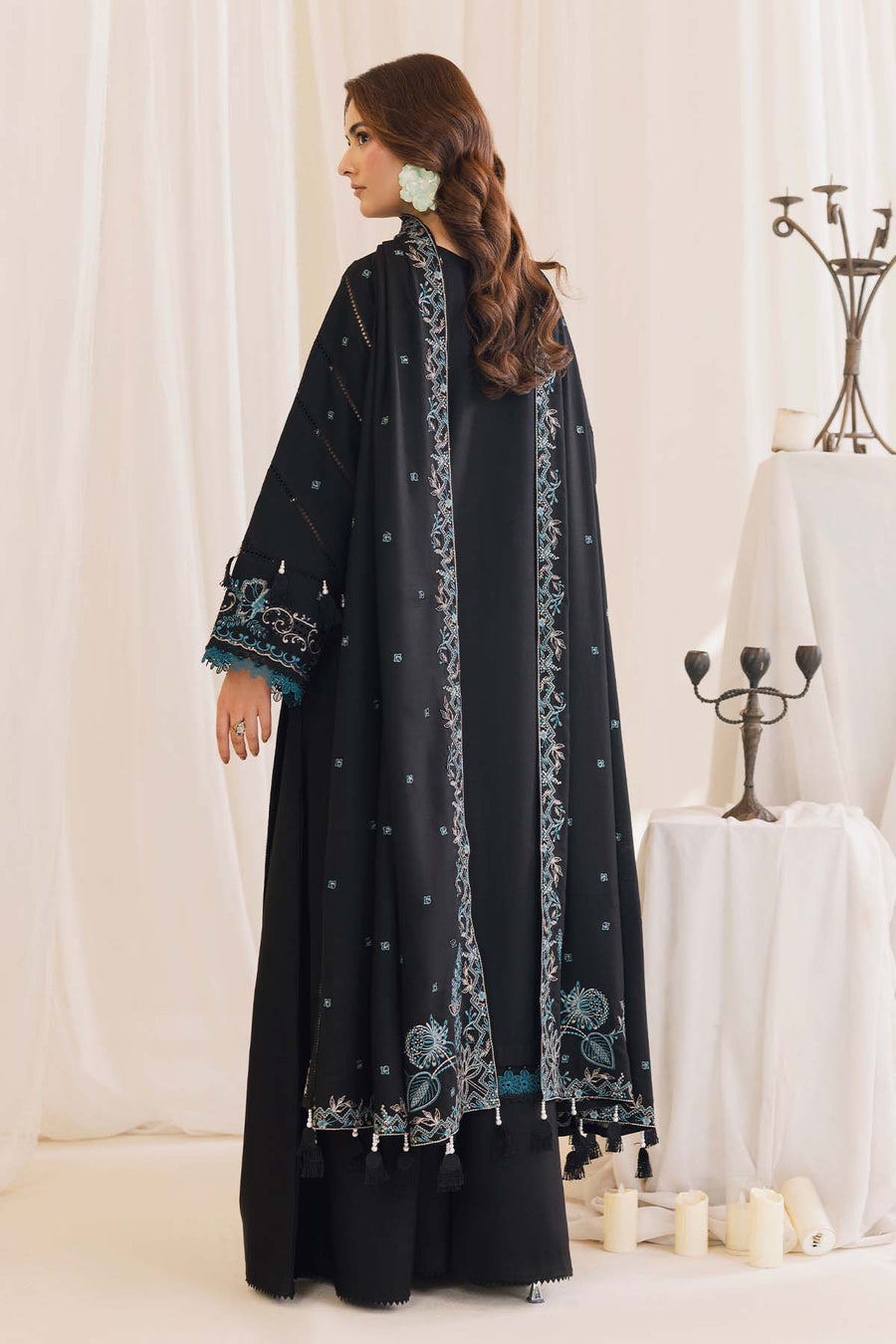 Peridot Cotray 596-B Unstitched 3-Piece Embroidered Slub Linen Suit - Al-Zafar Fabrics
